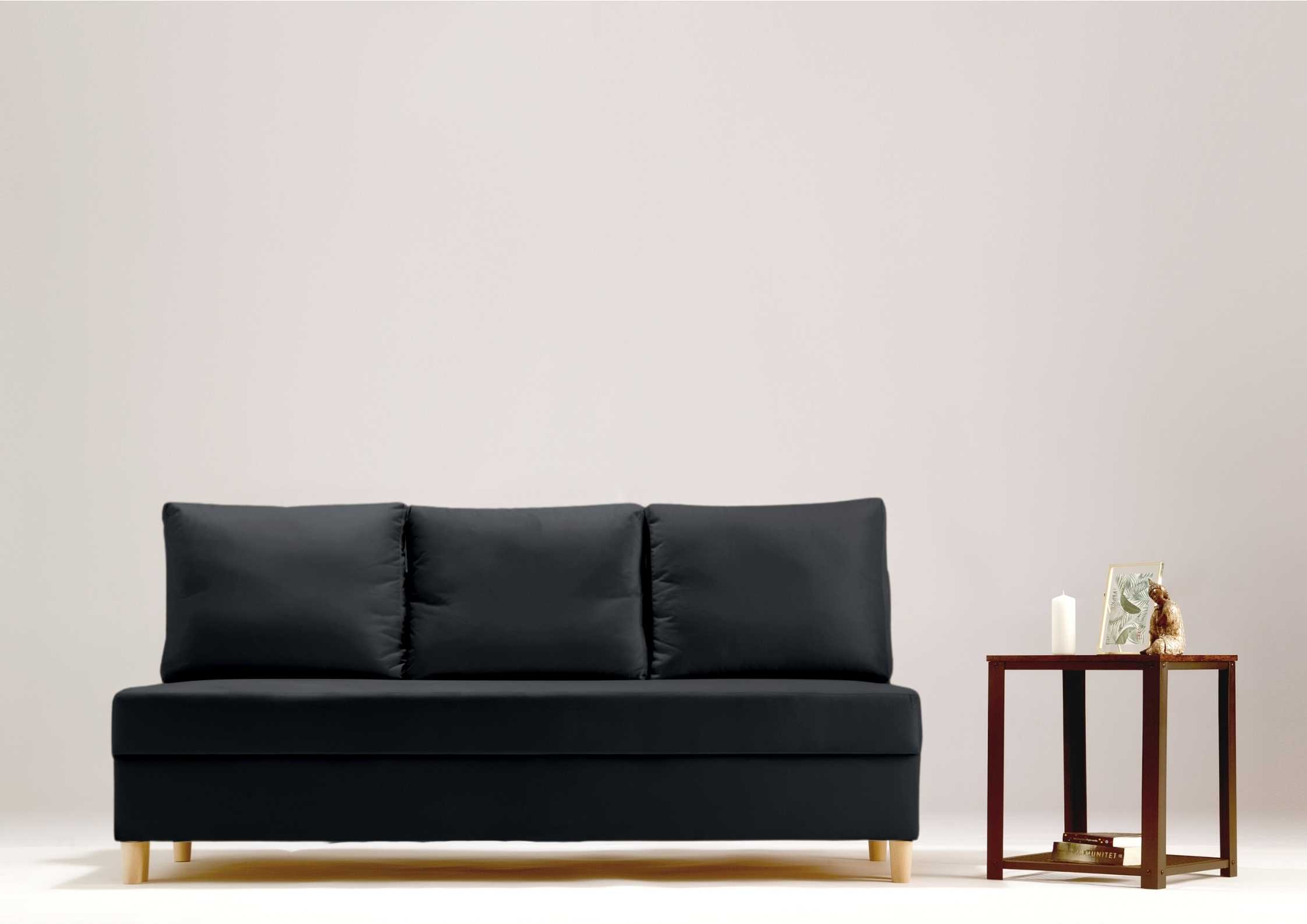 Skandynawska czarna sofa rozkładana 190cm